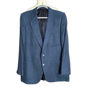LANVIN Vintage Feather Suede Sport Coat Blazer Dusty Blue Two Button Size 44R
